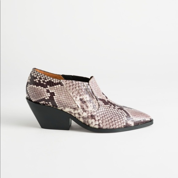 & Other Stories Shoes - NWOB & Other Stories Low Snake Cowboy Boots Size 39 9 8.5